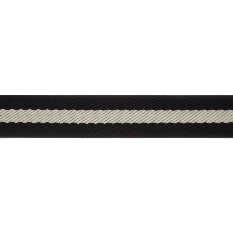 Polycotton webbing 38 mm/2,0 black and beige 50 yd