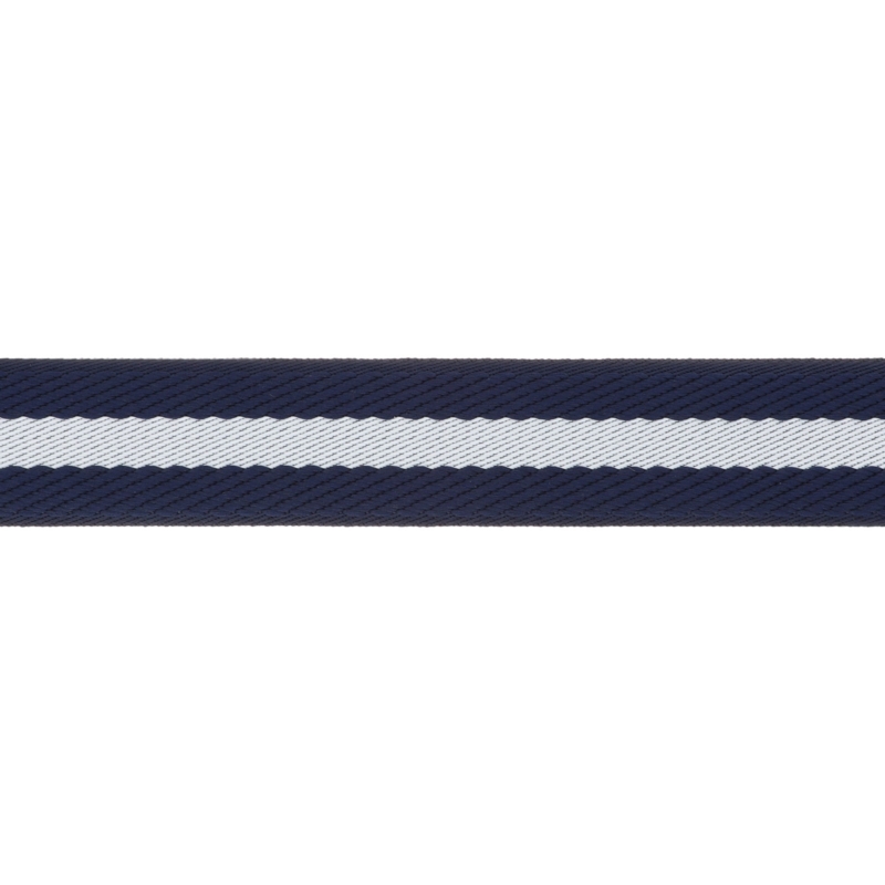 Polycotton tragband 38 mm/2,0 Weiß und Marineblau 50 yd