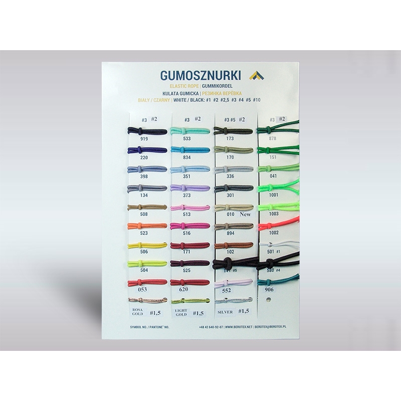 Gumosznurek    katalog kolorów