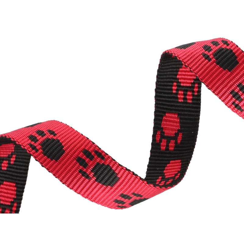 WEBBING 20 MM / 1,3 MM BLACK-RED IN THE PAWS PP 50 MB