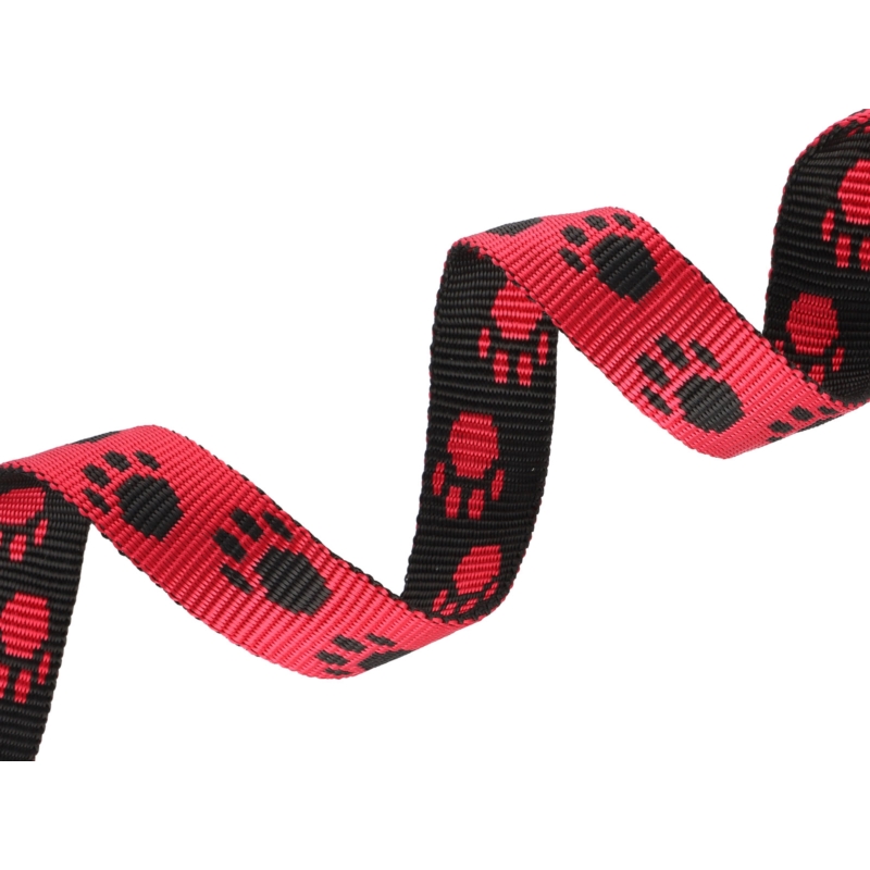WEBBING 20 MM / 1,3 MM BLACK-RED IN THE PAWS PP 50 MB