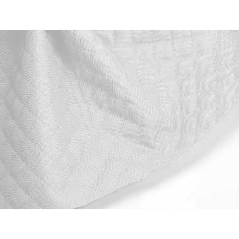 Quilted  polyester fabric Oxford 600d pu*2 waterproof karo (501) white 160 cm 25 mb