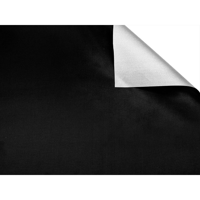 POLYESTER FABRIC 420D PU  COVERED BLACK/SILVER 150 CM 100 MB