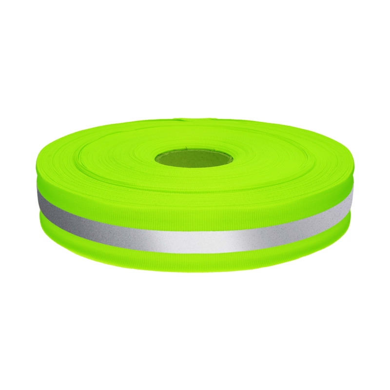 Reflective tape 30 mm 0,45 mm yellow neon + reflector 50 mb