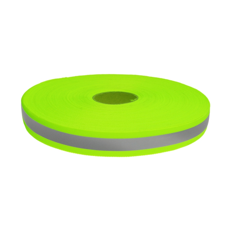 Reflective tape 20 mm 0,45 mm yellow neon + reflector 50 mb
