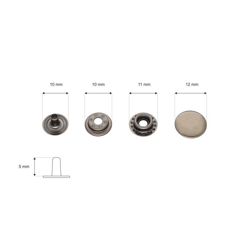 Napa metalowa 12,5 mm czarny nikiel 200 szt.