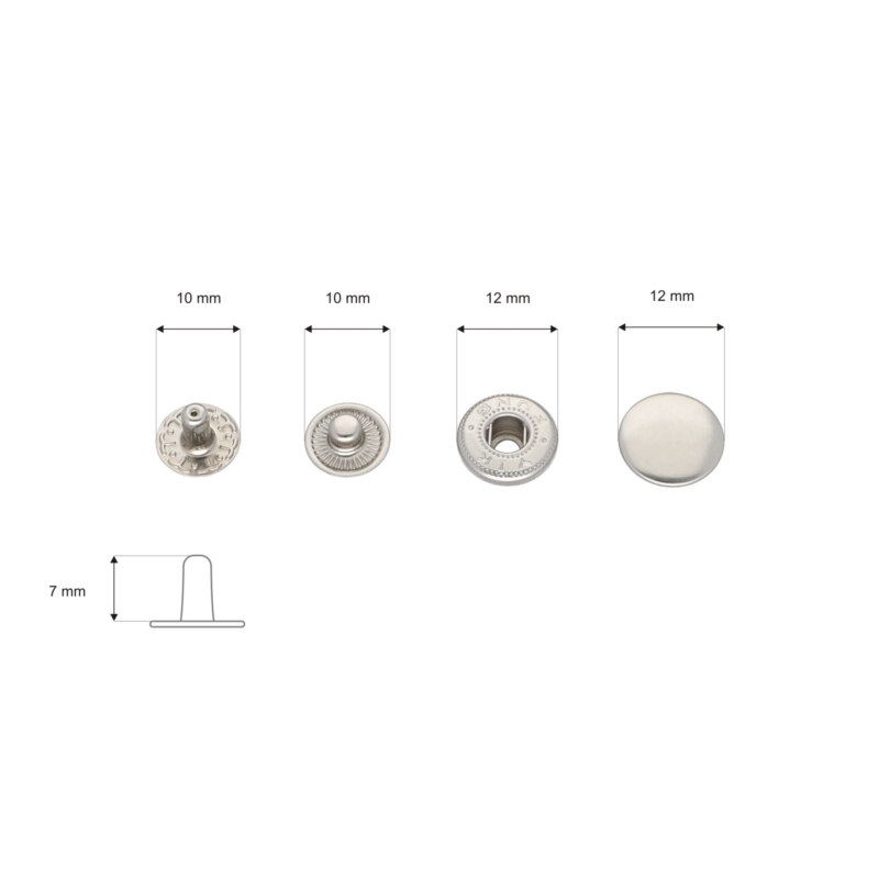 Metal snap fastener alfa 12,5 mm nickel