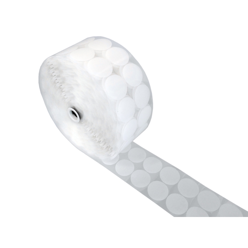 Hook-and-loop dots with glue 4.5 cm white pes/nylon hook