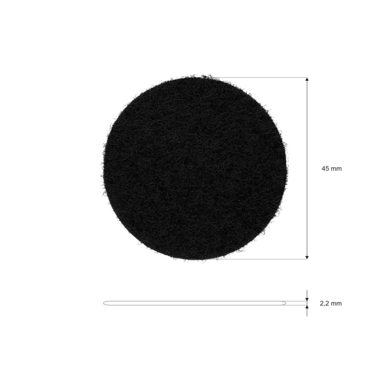 Hook-and-loop dots with glue 4.5 cm black 100% nylon loop