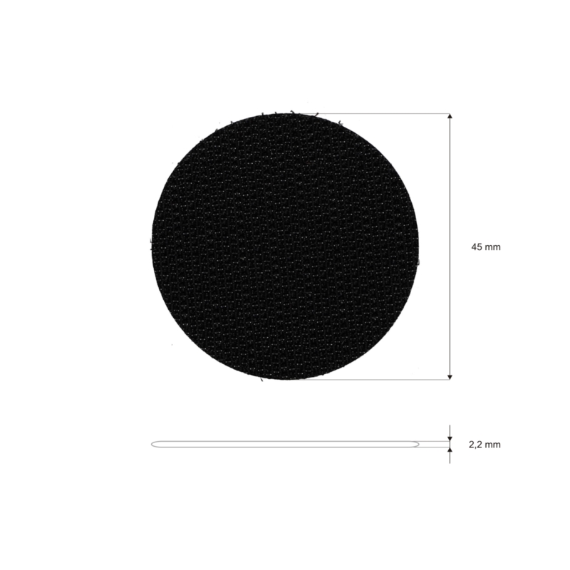 Hook-and-loop dots with glue 4.5 cm black 100% nylon hook