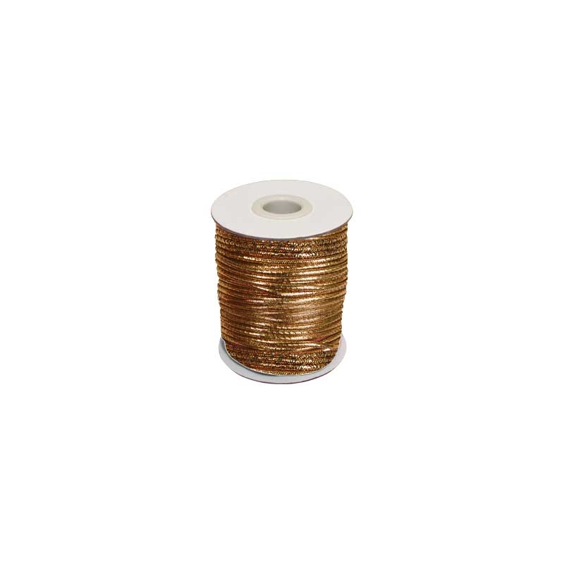 Gummikordel 1,5 mm rosa-gold polyester 50 lm