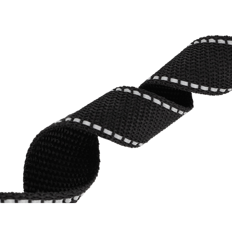 Reflective webbing 30 mm / 1,3 mm black 580 pp 25 mb