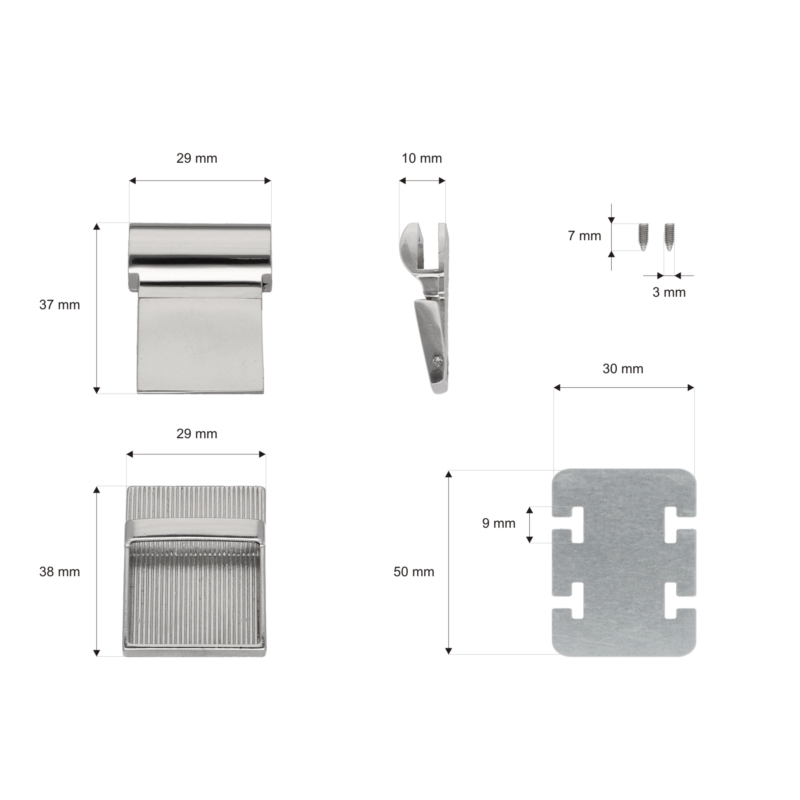 Zamek do teczki metalowy 30/40 mm 166 nikiel