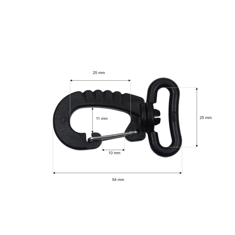 Kunststoffkarabinerhaken 25 mm niko schwarz 100 st.