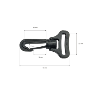 Karabińczyk plastikowy 32 mm obrotowy (bp10) czarny