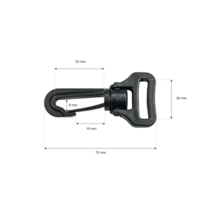 Karabińczyk plastikowy 25 mm obrotowy (bp10) czarny