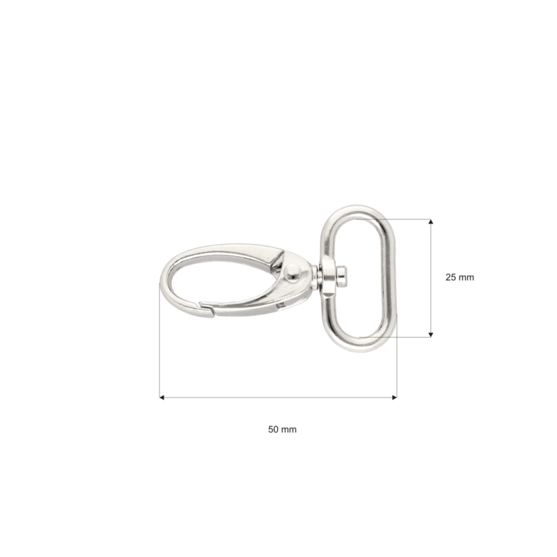 METAL SNAP HOOK 25 MM 0037 GLOSSY NICKEL 1 PCS