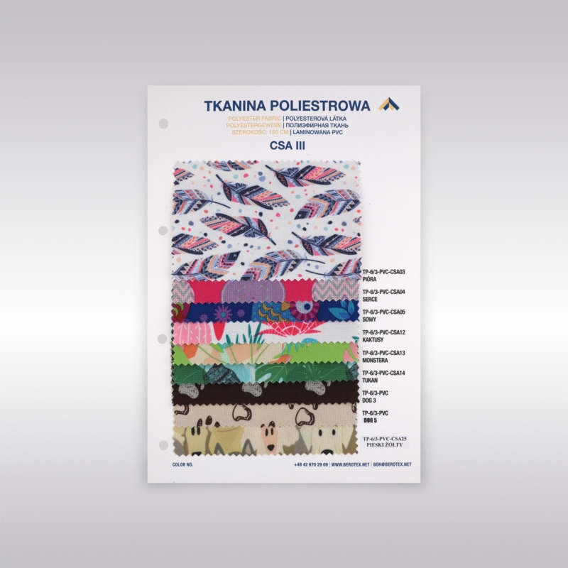 Katalog kolorów tkanin poliestrowych 600d*300d PVC z wzorami III