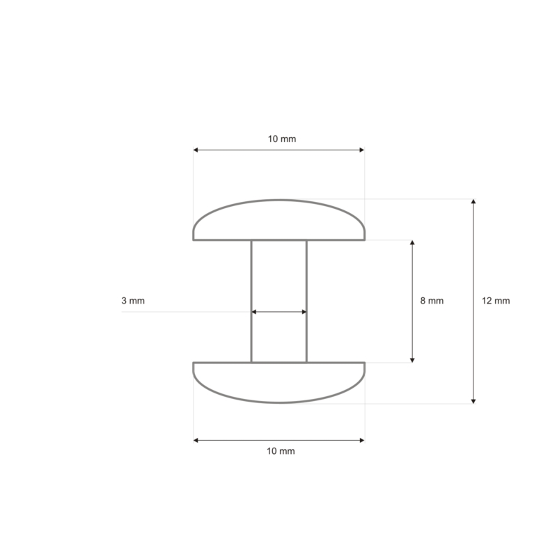 METAL   RIVET TWO-SIDED LUX 10/3/12 MM NICKEL