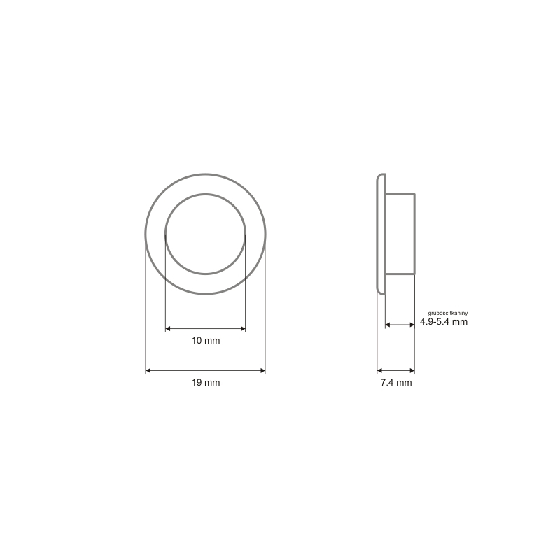 METAL   EYELET WITH GROMMET 10/19/7,4 MM RAW 1000 PCS