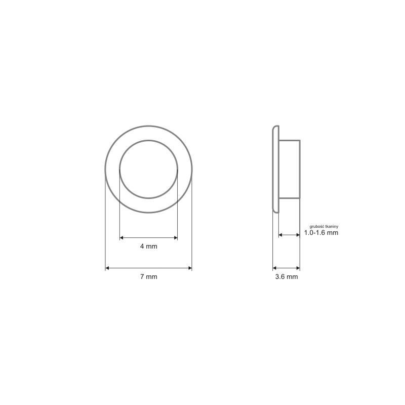 METAL   EYELET WITH GROMMET 4/7/3,6 MM NICKEL 1000 PCS