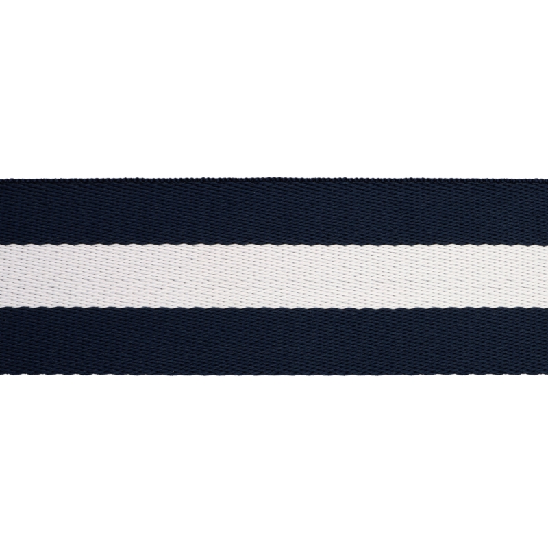 POLYCOTTON WEBBING  1,40 (+/- 0,05) MM NAVY BLUE AND WHITE 50 YD