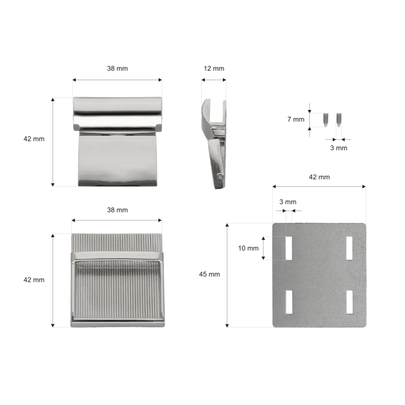 Briefcase lock 39/42 mm 166 ludwika nickel 12 pcs