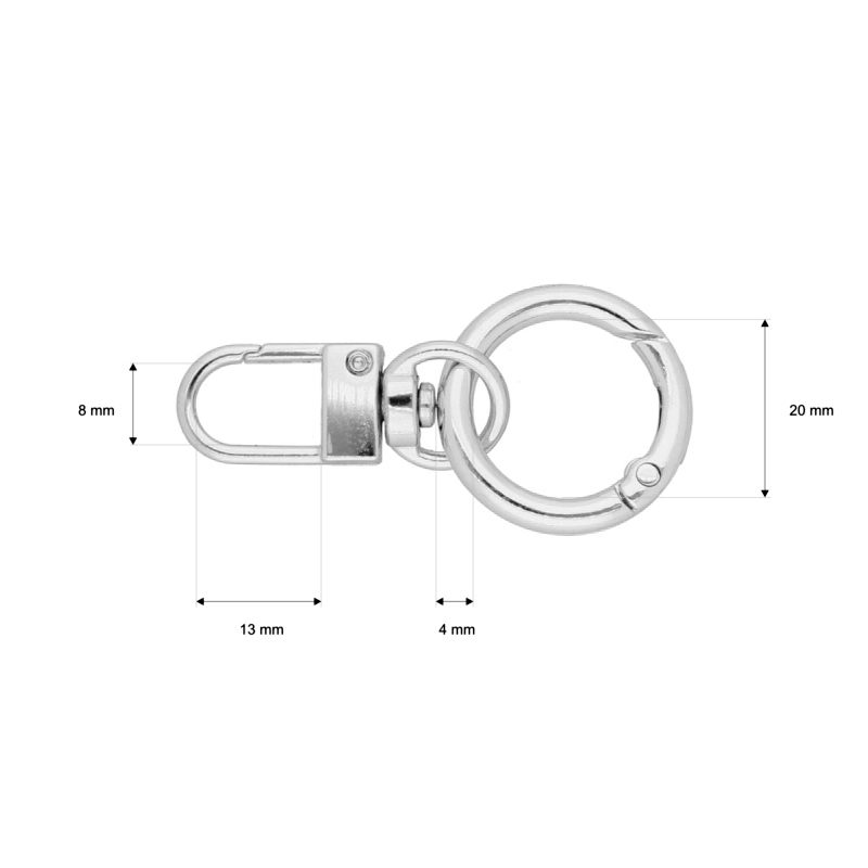 Zawieszka (brelok) metalowa do torebki 411-372 nikiel