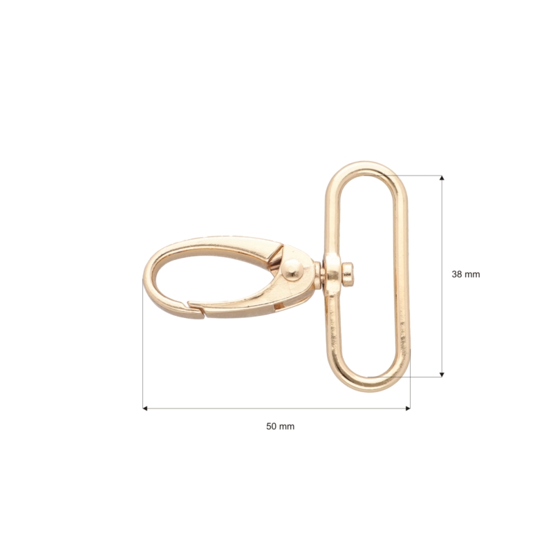 METAL  SNAP HOOK 0037 38 MM LIGHT GOLD 1 PCS