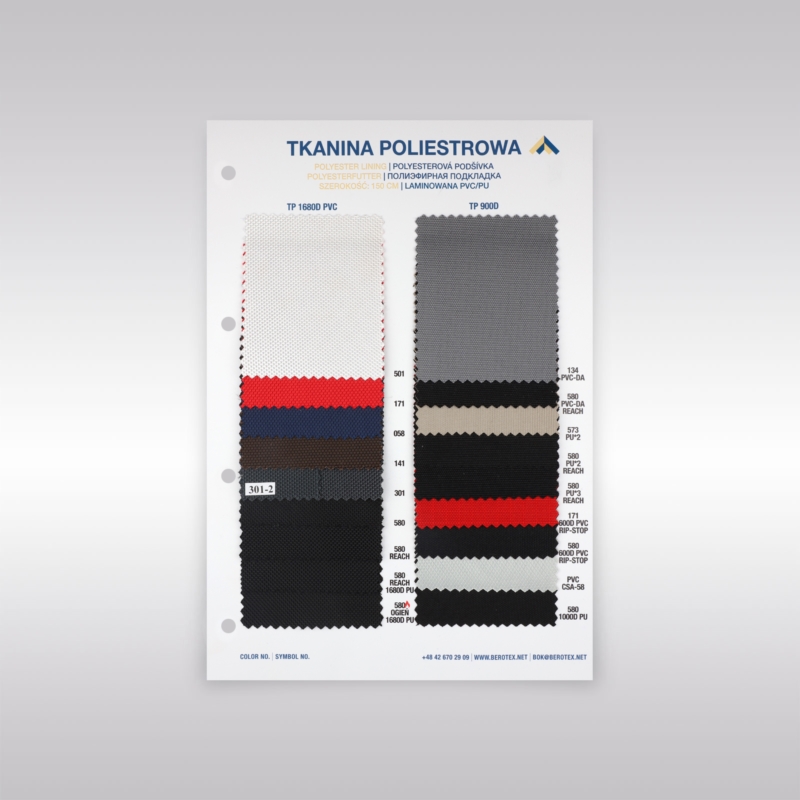 Katalog kolorów tkanin poliestrowych PVC/PU 1680/RIP-STOP/CSA