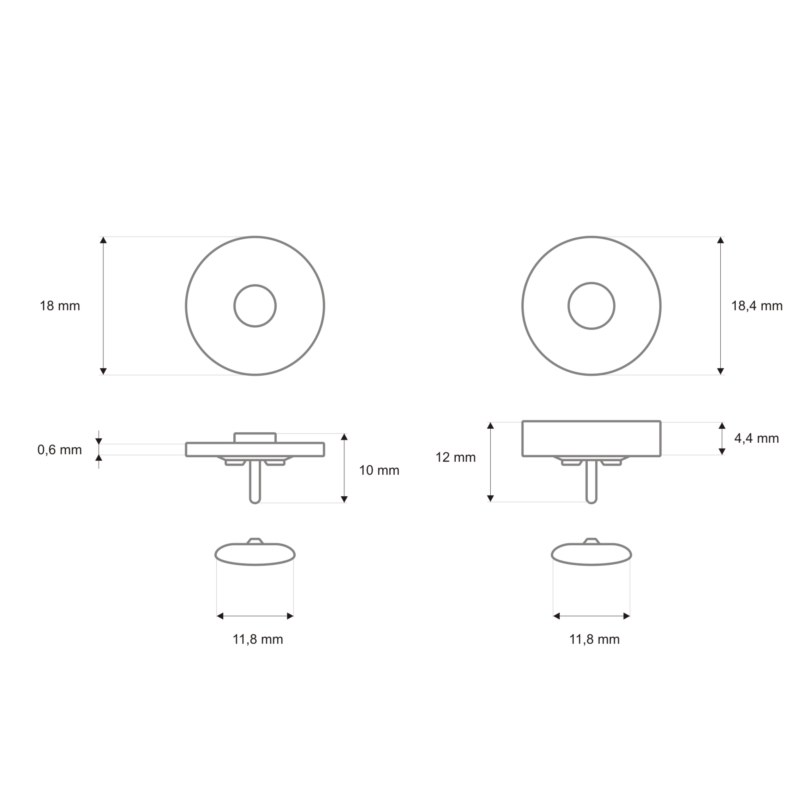 Magnetic button round with double snap fastener 18/18 mm  nickel 100 pcs