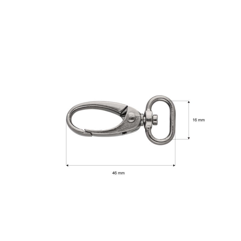 METAL SNAP HOOK 0037 15 MM BLACK NICKEL 100 PCS