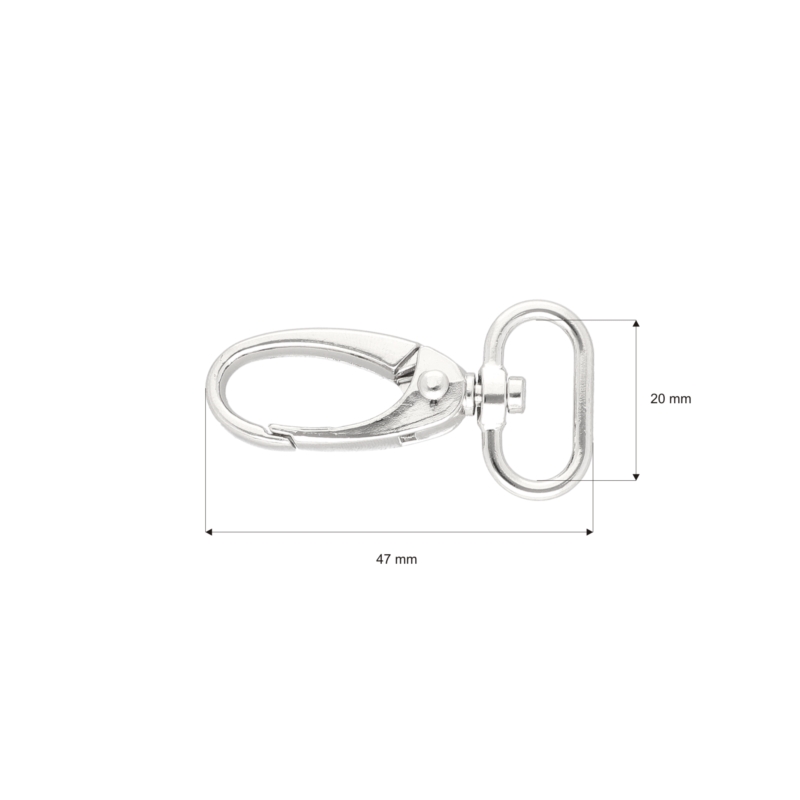 METAL SNAP HOOK 20 MM 0037 GLOSSY NICKEL 1 PCS