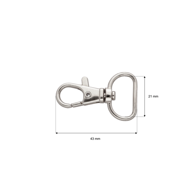 Karabińczyk metalowy 20 mm rybka 5,8g nikiel