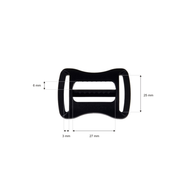 Plastic slide buckle 27/25 mm black 100 pcs