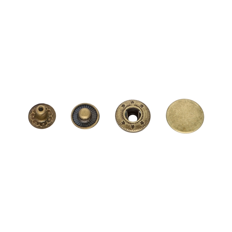 Metal snap fastener alfa 15 mm old gold 720 pcs