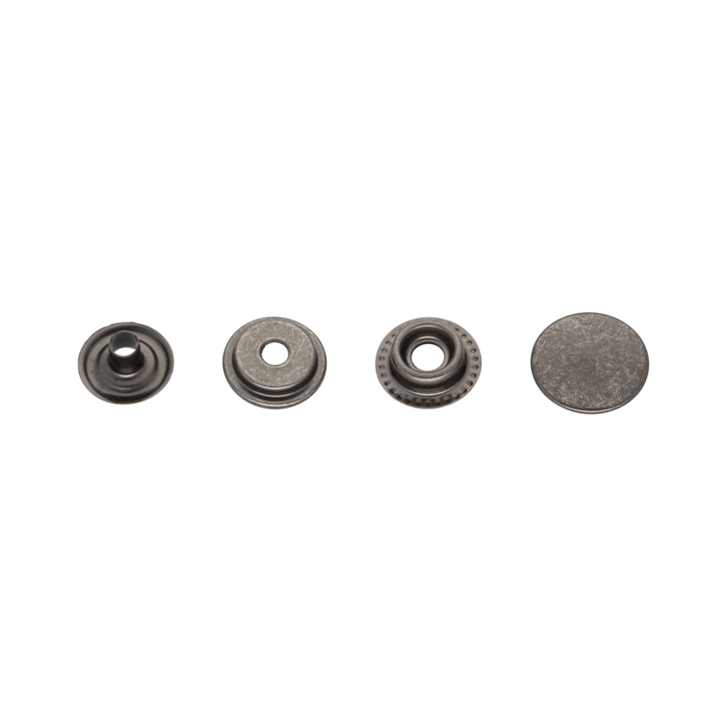 Stainless metal snap fastener 15 mm black nickel 2g 200 pcs