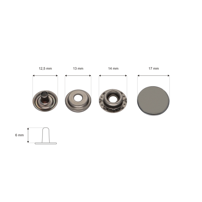 Druckknopf aus metall 17 mm schwarznickel 720 st.