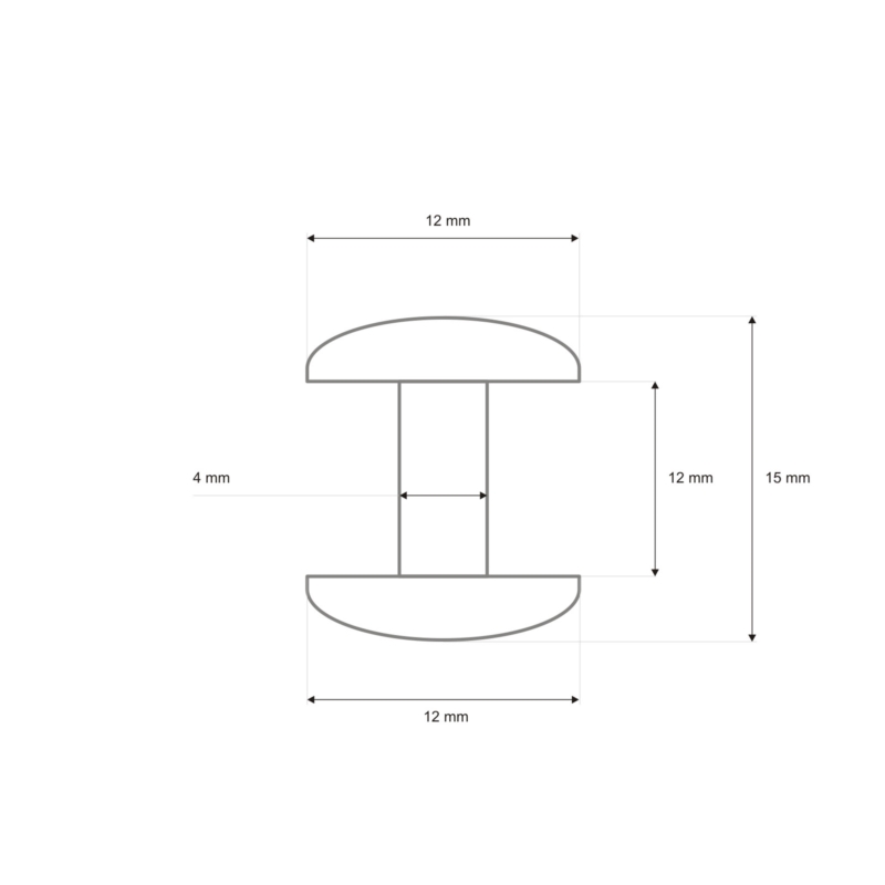 METAL   RIVET TWO-SIDED LUX 12/4/15 MM BLACK NICKEL 1000 PCS