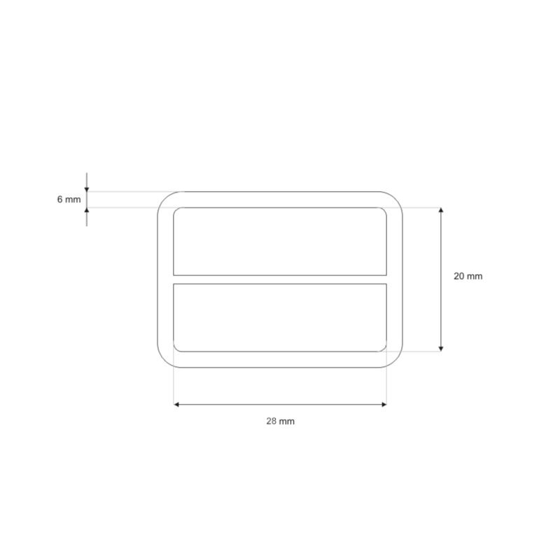 EXTRA MATT METAL SLIDE BUCKLE 28/20/6 MM MATT  NICKEL WIRE 1 PCS