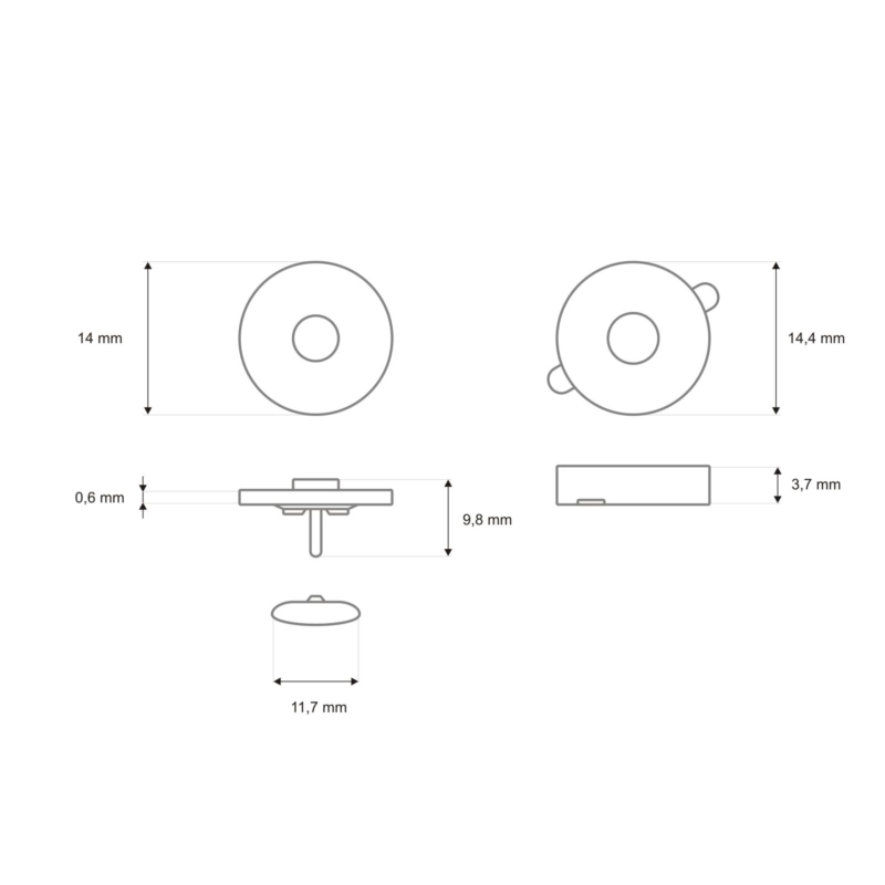 Rundes magnet mit druckknopf 14/14 mm nickel 200 st.