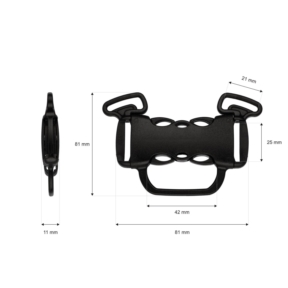 Klamra plastikowa podwójna 26 mm 5-way Tekla 2 czarna