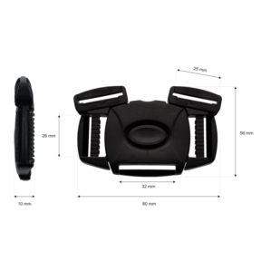 Klamra plastikowa podwójna 26 mm 5-way Tekla 7 czarna