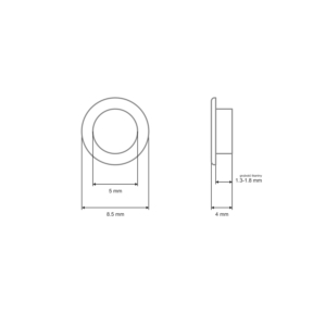 Oczko metalowe z podkładką  5/8.5/4 mm nikiel