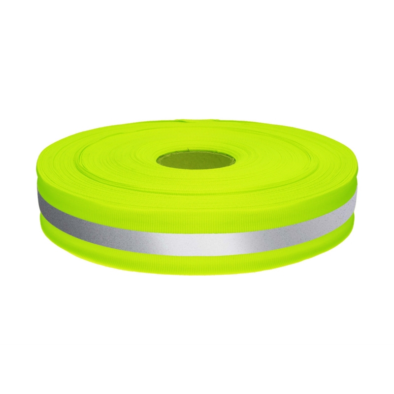 Reflective tape 30 mm 0,45 mm yellow neon + reflector 50 mb