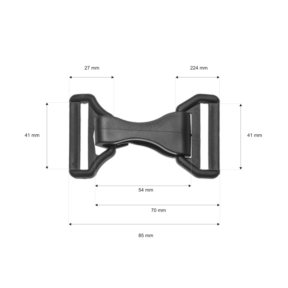 Karabińczyk plastikowy 41 mm + trójkąt (wzm) czarny