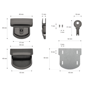 Zamek do teczki metalowy 49/50 mm 081 czarny nikiel