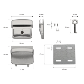 Zamek do teczki metalowy 42/42 mm 150 nikiel