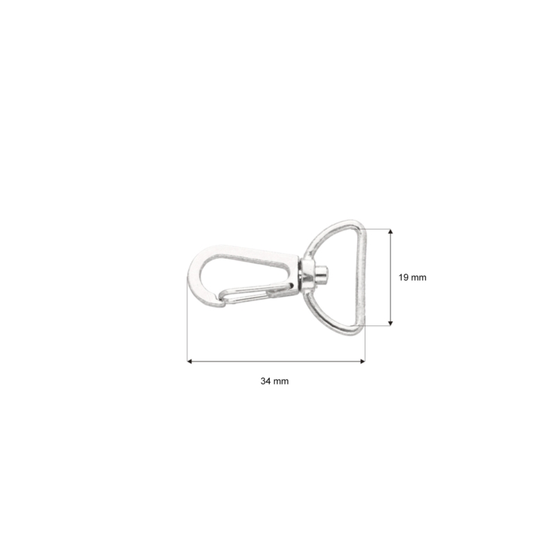 METAL SNAP HOOK 19 MM HIACYNT NICKEL 100  PCS