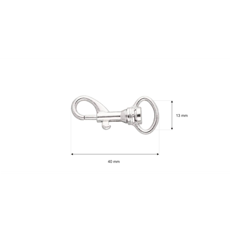 METAL SNAP HOOK 13 MM IWO NICKEL 100  PCS